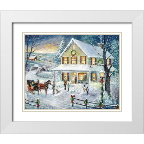 Christmas Visit White Modern Wood Framed Art Print with Double Matting by Manning, Ruane