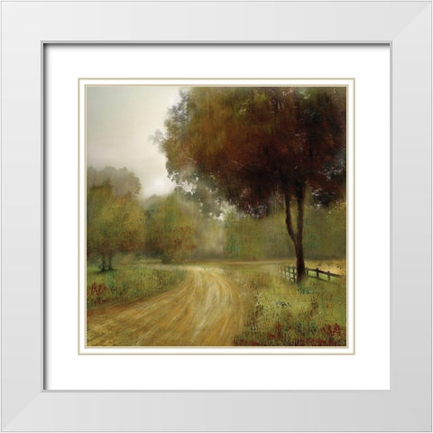 Country Road White Modern Wood Framed Art Print with Double Matting by Nan