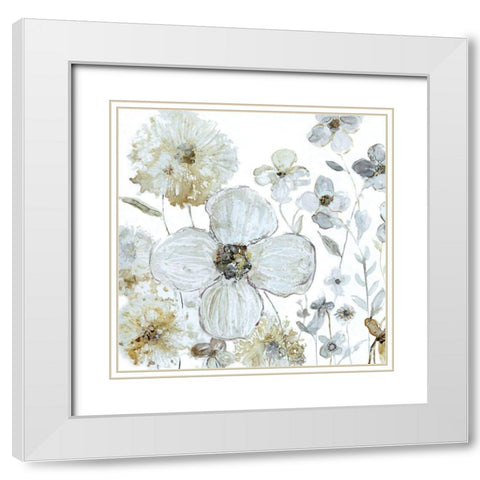 Garden Glitter I White Modern Wood Framed Art Print with Double Matting by Robinson, Carol