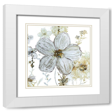 Garden Glitter II White Modern Wood Framed Art Print with Double Matting by Robinson, Carol