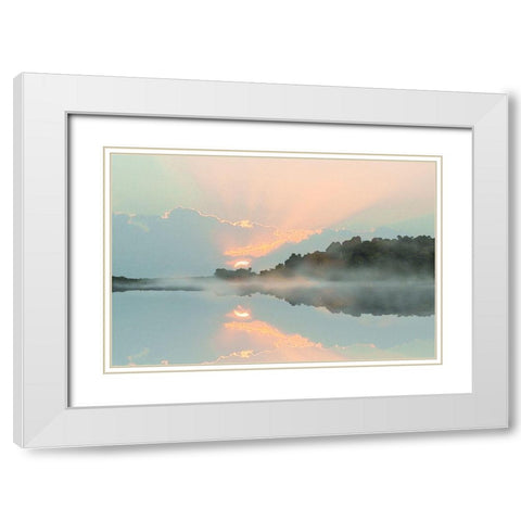 Sunset Cove White Modern Wood Framed Art Print with Double Matting by Nan