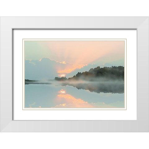 Sunset Cove White Modern Wood Framed Art Print with Double Matting by Nan