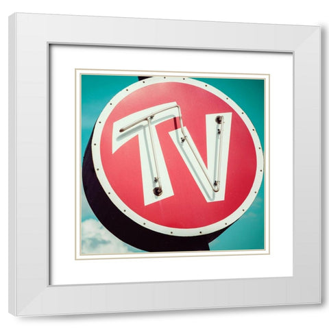Retro TV White Modern Wood Framed Art Print with Double Matting by Delimont, Danita