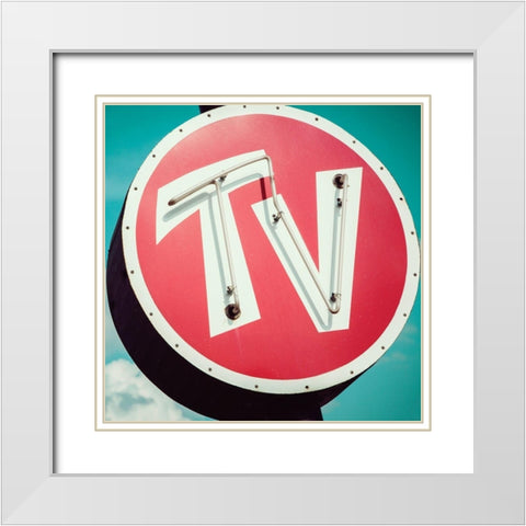 Retro TV White Modern Wood Framed Art Print with Double Matting by Delimont, Danita