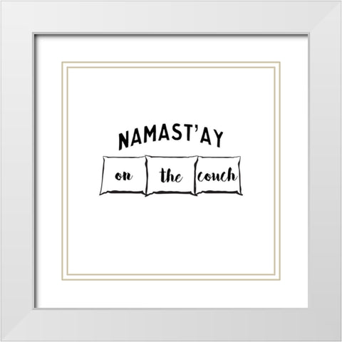 Namastay Couch White Modern Wood Framed Art Print with Double Matting by CAD Designs