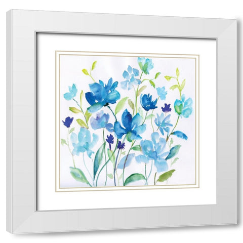 Flower Garden I White Modern Wood Framed Art Print with Double Matting by Nan