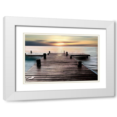 Reflecting White Modern Wood Framed Art Print with Double Matting by Nan