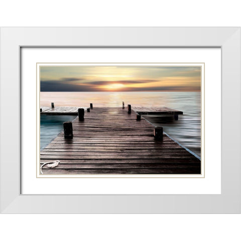 Reflecting White Modern Wood Framed Art Print with Double Matting by Nan