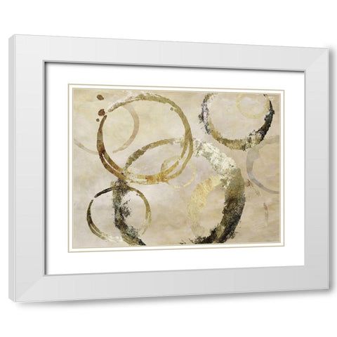 Golden Rings White Modern Wood Framed Art Print with Double Matting by Nan