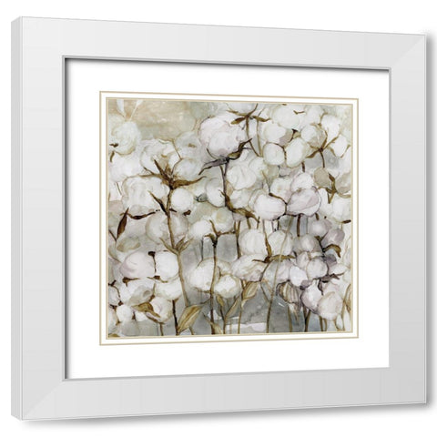 Cotton Field White Modern Wood Framed Art Print with Double Matting by Robinson, Carol