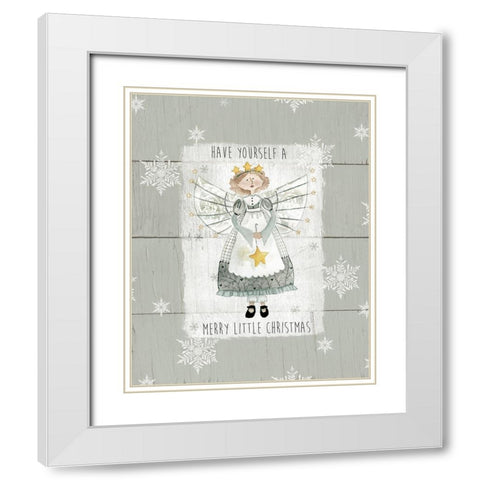 Merry Little Christmas White Modern Wood Framed Art Print with Double Matting by Robinson, Carol