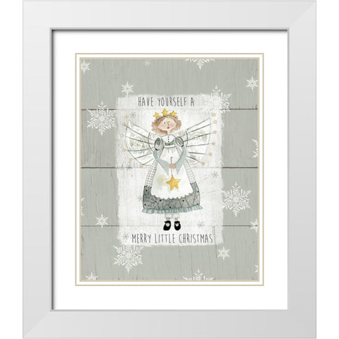 Merry Little Christmas White Modern Wood Framed Art Print with Double Matting by Robinson, Carol