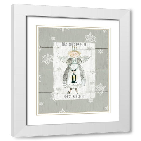 Merry and Bright White Modern Wood Framed Art Print with Double Matting by Robinson, Carol
