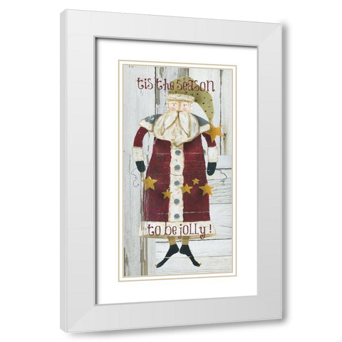 Jolly Santa White Modern Wood Framed Art Print with Double Matting by Robinson, Carol