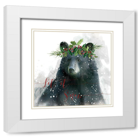 Let It Snow Bear White Modern Wood Framed Art Print with Double Matting by Robinson, Carol