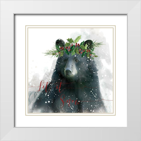 Let It Snow Bear White Modern Wood Framed Art Print with Double Matting by Robinson, Carol