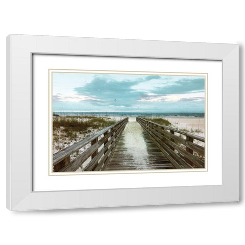 Happy Place White Modern Wood Framed Art Print with Double Matting by Nan