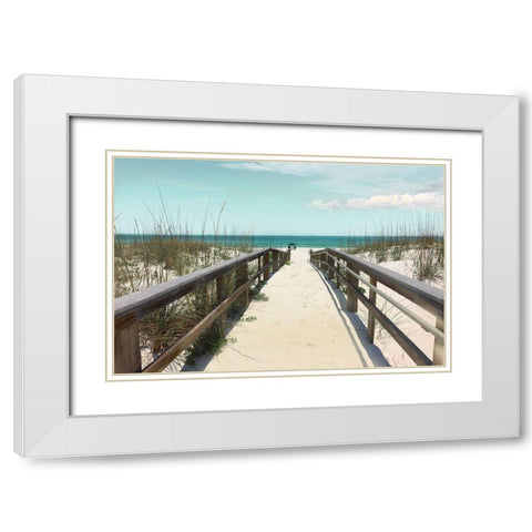 Welcome To Paradise White Modern Wood Framed Art Print with Double Matting by Nan