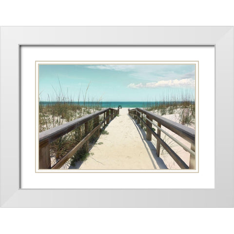 Welcome To Paradise White Modern Wood Framed Art Print with Double Matting by Nan