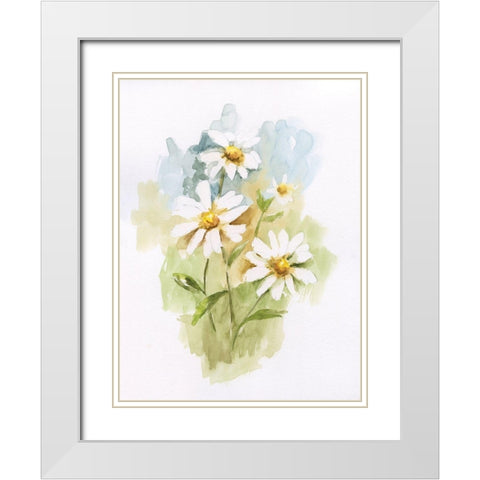 Wild Daisy I White Modern Wood Framed Art Print with Double Matting by Nan