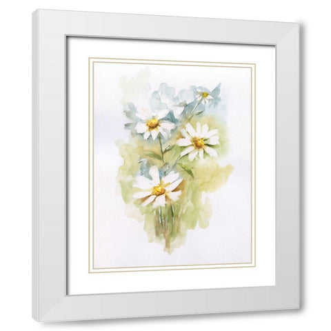 Wild Daisy II White Modern Wood Framed Art Print with Double Matting by Nan