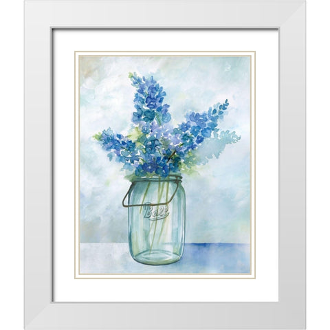 Bluebonnets White Modern Wood Framed Art Print with Double Matting by Nan