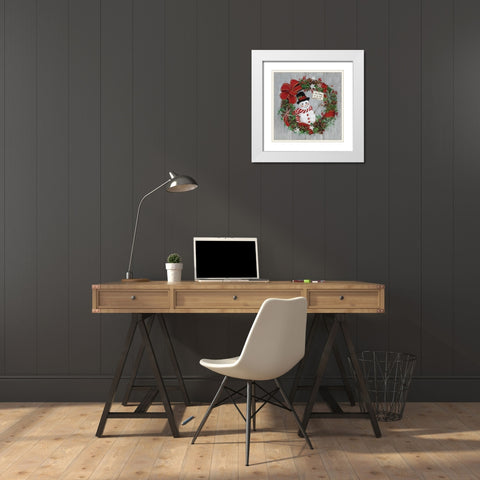 Mr. Snowman White Modern Wood Framed Art Print with Double Matting by Swatland, Sally