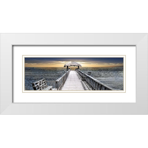 Honduras Pier White Modern Wood Framed Art Print with Double Matting by Carpentieri, Natalie