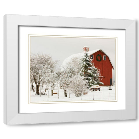Festive Barn White Modern Wood Framed Art Print with Double Matting by Delimont, Danita