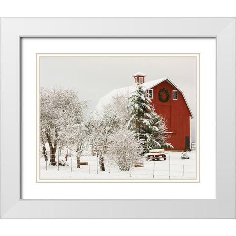 Festive Barn White Modern Wood Framed Art Print with Double Matting by Delimont, Danita