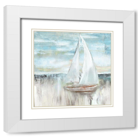 Soft Sail I White Modern Wood Framed Art Print with Double Matting by Nan