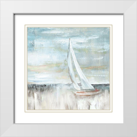 Soft Sail II White Modern Wood Framed Art Print with Double Matting by Nan