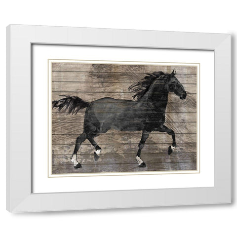 Barnwood Horse White Modern Wood Framed Art Print with Double Matting by Knutsen, Conrad