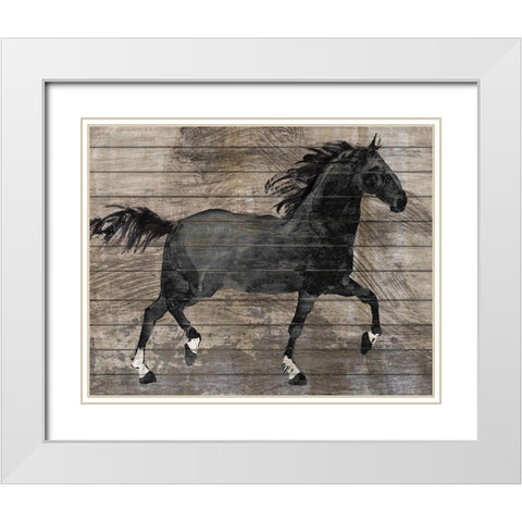 Barnwood Horse White Modern Wood Framed Art Print with Double Matting by Knutsen, Conrad