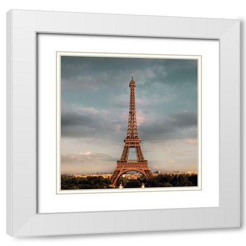 Eiffel Tower White Modern Wood Framed Art Print with Double Matting by Delimont, Danita
