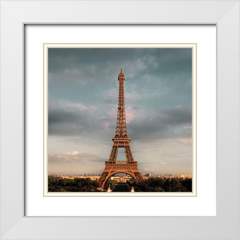 Eiffel Tower White Modern Wood Framed Art Print with Double Matting by Delimont, Danita