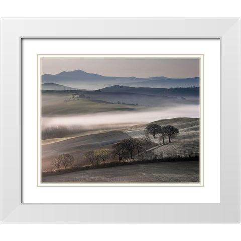 Frosty Dawn White Modern Wood Framed Art Print with Double Matting by Delimont, Danita
