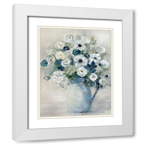 Anemone and Blue White Modern Wood Framed Art Print with Double Matting by Swatland, Sally