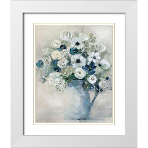 Anemone and Blue White Modern Wood Framed Art Print with Double Matting by Swatland, Sally