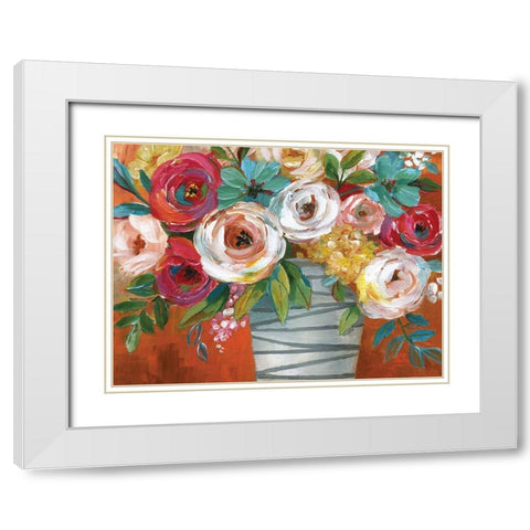 Color Burst I White Modern Wood Framed Art Print with Double Matting by Nan