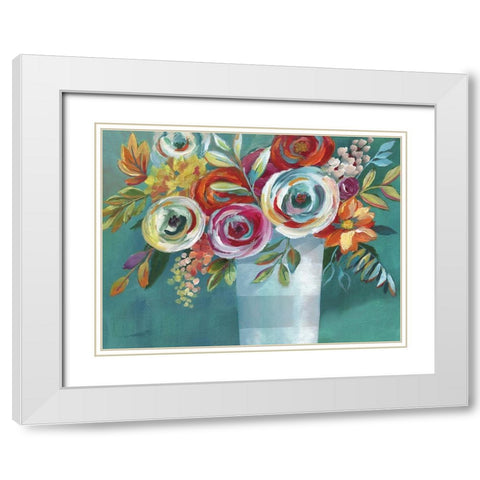 Color Burst II White Modern Wood Framed Art Print with Double Matting by Nan