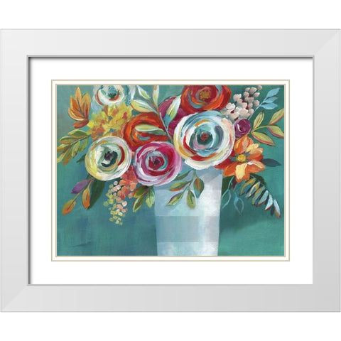 Color Burst II White Modern Wood Framed Art Print with Double Matting by Nan