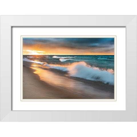 Miners Beach Light White Modern Wood Framed Art Print with Double Matting by Delimont, Danita