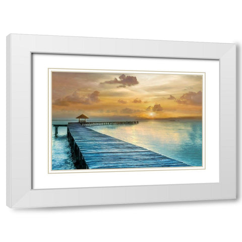 Island Time White Modern Wood Framed Art Print with Double Matting by Calascibetta, Mike