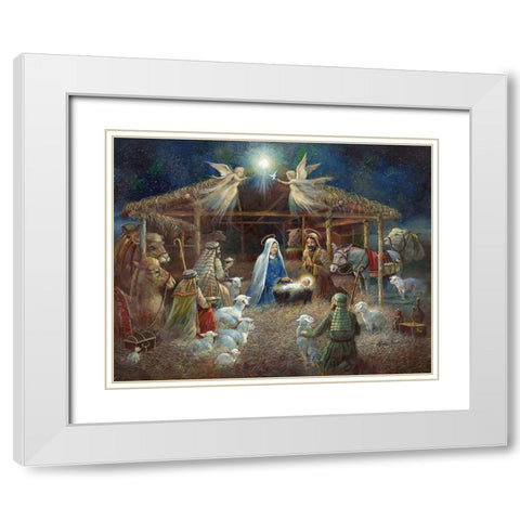 The Nativity White Modern Wood Framed Art Print with Double Matting by Manning, Ruane