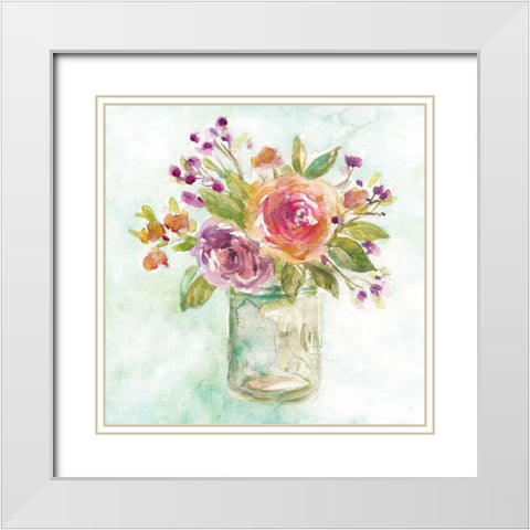 Summer Roses White Modern Wood Framed Art Print with Double Matting by Robinson, Carol