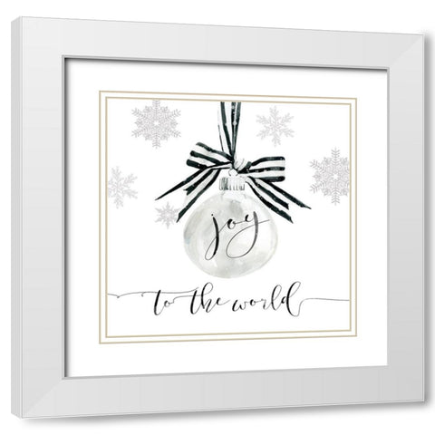 Joy Ornament White Modern Wood Framed Art Print with Double Matting by Robinson, Carol