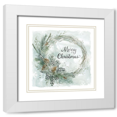 Merry Christmas White Modern Wood Framed Art Print with Double Matting by Robinson, Carol