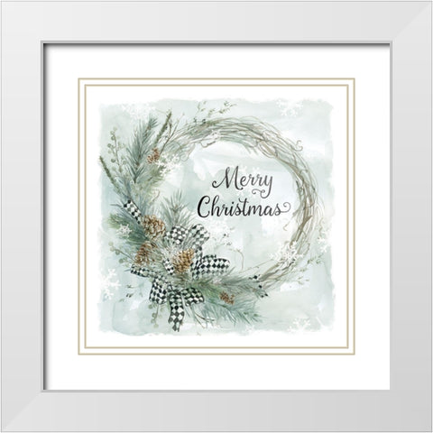 Merry Christmas White Modern Wood Framed Art Print with Double Matting by Robinson, Carol