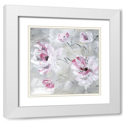 Blush Bloom I White Modern Wood Framed Art Print with Double Matting by Craven, Katrina